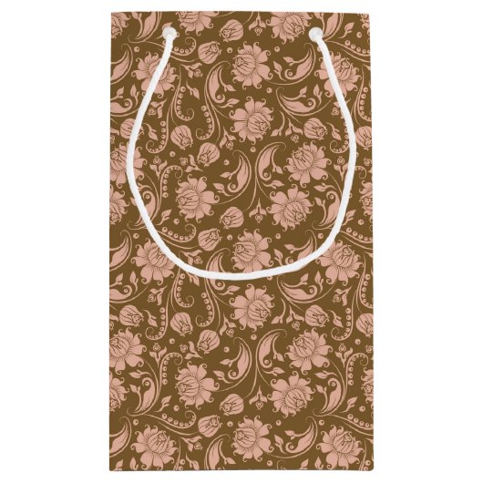 Roze en bruin Floral Pattern Klein Cadeauzakje (Achterkant)