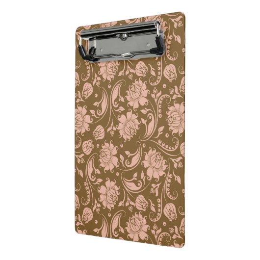 Roze en bruin Floral Pattern Mini Klembord (Angled2)