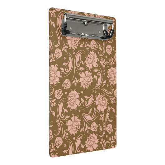 Roze en bruin Floral Pattern Mini Klembord (Schuin)