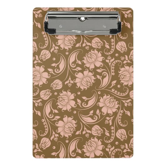 Roze en bruin Floral Pattern Mini Klembord (Voorkant)