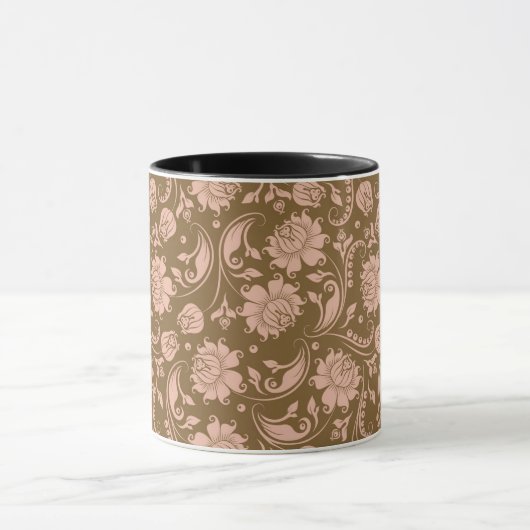 Roze en bruin Floral Pattern Mok (Midden)