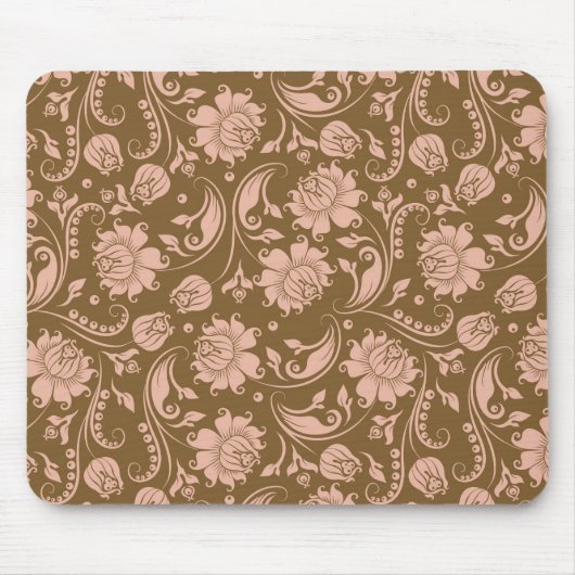 Roze en bruin Floral Pattern Muismat (Voorkant)