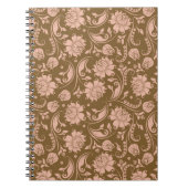 Roze en bruin Floral Pattern Notitieboek (Voorkant)