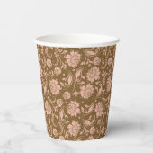 Roze en bruin Floral Pattern Papieren Bekers (Achterkant)