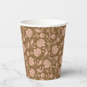 Roze en bruin Floral Pattern Papieren Bekers (Voorkant)