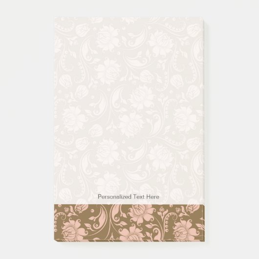 Roze en bruin Floral Pattern Post-it® Notes (Voorkant)