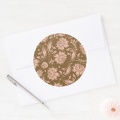 Roze en bruin Floral Pattern Ronde Sticker (Envelop)