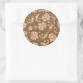 Roze en bruin Floral Pattern Ronde Sticker (Tas)
