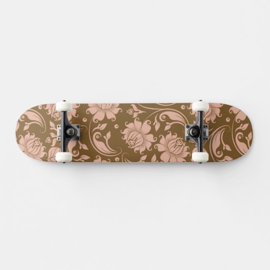 Roze en bruin Floral Pattern Skateboard (Horizontaal)