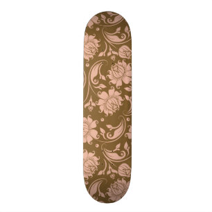 Roze en bruin Floral Pattern Skateboard