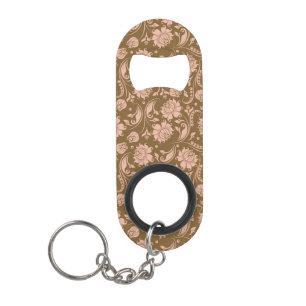Roze en bruin Floral Pattern Sleutelhanger Flessenopener