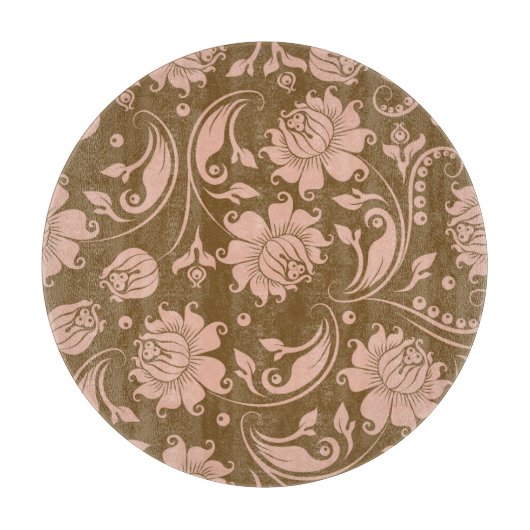 Roze en bruin Floral Pattern Snijplank (Voorkant)