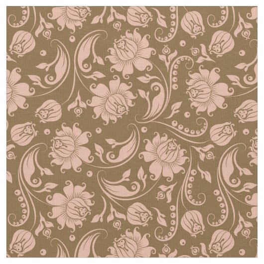 Roze en bruin Floral Pattern Stof (Close Up)
