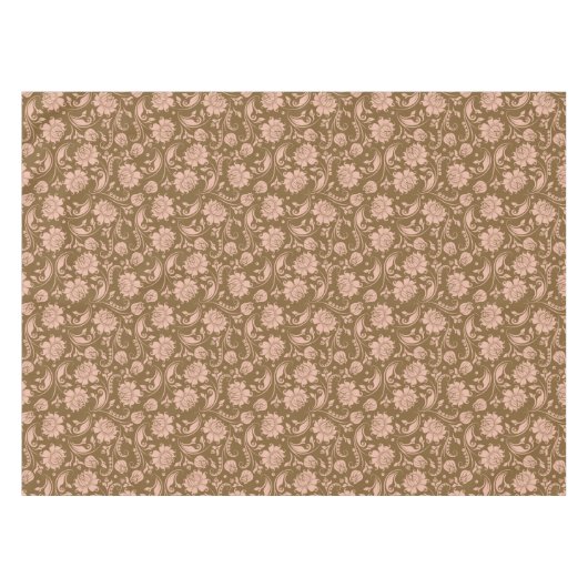Roze en bruin Floral Pattern Tafelkleed (Voorkant (Horizontaal))