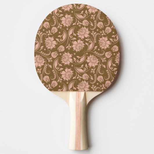 Roze en bruin Floral Pattern Tafeltennisbatje (Voorkant)