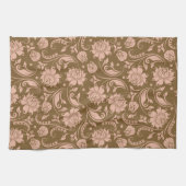 Roze en bruin Floral Pattern Theedoek (Horizontaal)