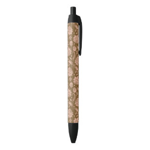 Roze en bruin Floral Pattern Zwarte Inkt Pen