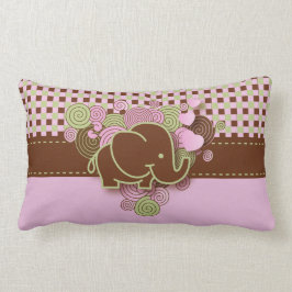 Roze en bruin geborsteld Baby olifant Kussen