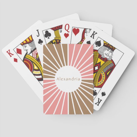 Roze en bruin gepersonaliseerd pokerkaarten (Achterkant)