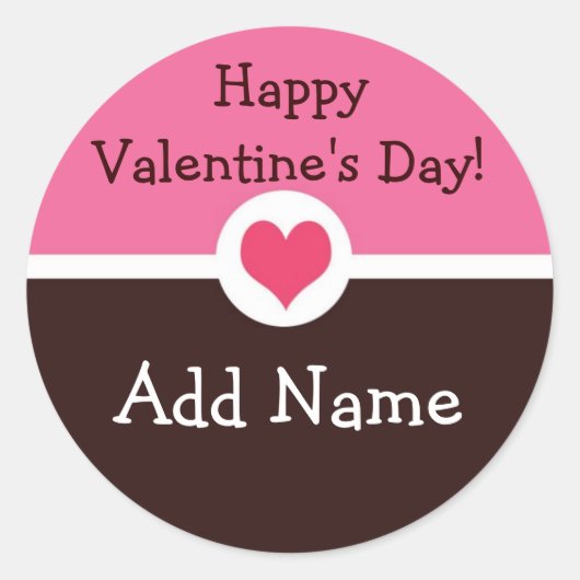 Roze en Bruin Gepersonaliseerde Sticker van Valent (Voorkant)