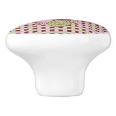 Roze en bruin geplakt met olifant keramische knop (Zijkant)