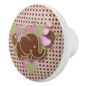 Roze en bruin geplakt met olifant keramische knop (Rechts)