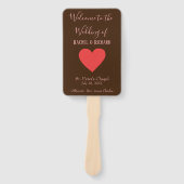 Roze en bruin hart handwaaier (Voorkant)