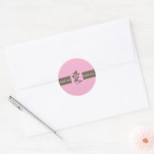 Roze en Bruin Kanji Dank u 1,5"Ronde Sticker (Envelop)