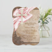 Roze en Bruin Kruis Eerste Communie Kaart (Staand voorkant)