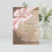 Roze en Bruin Kruis Eerste Communie Kaart (Staand voorkant)