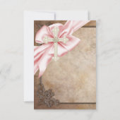 Roze en Bruin Kruis Eerste Communie Kaart (Achterkant)