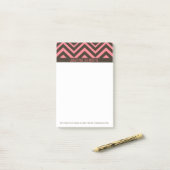 Roze en bruin lederen Chevron Post-it® Notes (Op bureau)