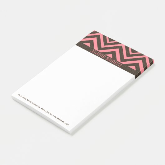 Roze en bruin lederen Chevron Post-it® Notes (Schuin)
