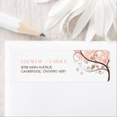 Roze en bruin Lovevogels Weddenschap Etiket (Insitu)