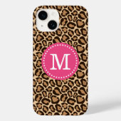Roze en Bruin Luipaard Print Monogram Case-Mate iPhone Case (Achterkant)