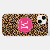 Roze en Bruin Luipaard Print Monogram Case-Mate iPhone Case (Achterkant (horizontaal))