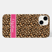 Roze en Bruin Luipaard Print Monogram Case-Mate iPhone Case (Achterkant (horizontaal))