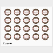 Roze en Bruin Monogram Bruiloft Stickers (Vel)