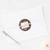 Roze en Bruin Monogram Bruiloft Stickers (Envelop)