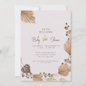 Roze en bruin Pampas Baby shower Kaart (Voorkant)