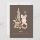 Roze en bruin Pampas Baby shower Kaart (Achterkant)