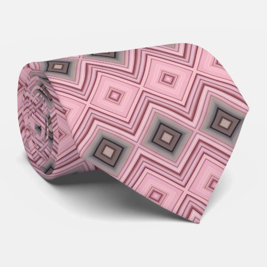 Roze en bruin patroon stropdas (Opgerold)