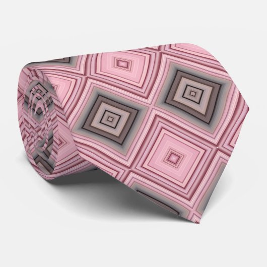 Roze en bruin patroon stropdas (Opgerold)