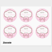 Roze en bruin Polka Dots-Baby shower Ronde Sticker (Vel)