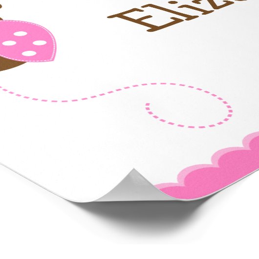 Roze en bruin Poster van de Banner van Birthday (Hoek)