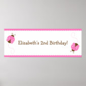 Roze en bruin Poster van de Banner van Birthday (Voorkant)