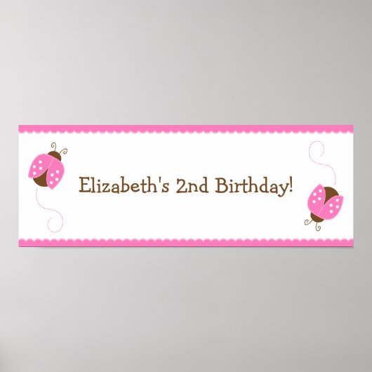 Roze en bruin Poster van de Banner van Birthday (Voorkant)