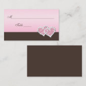 Roze en Bruin samen Hearts Place-kaarten Plaatskaartje (Voorkant / Achterkant)