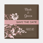 Roze en Bruin Save the Date Magneten (Voorkant)