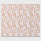 Roze en Bruin Schattige en Modern Kerstmis Cadeaupapier (Vlak)